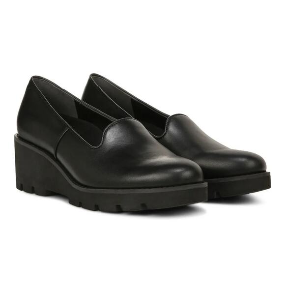Vionic Women's 9M Black Suede Leather Willa Wedge Loafer Slip On Comfort LB13-6 - Picture 1 of 7